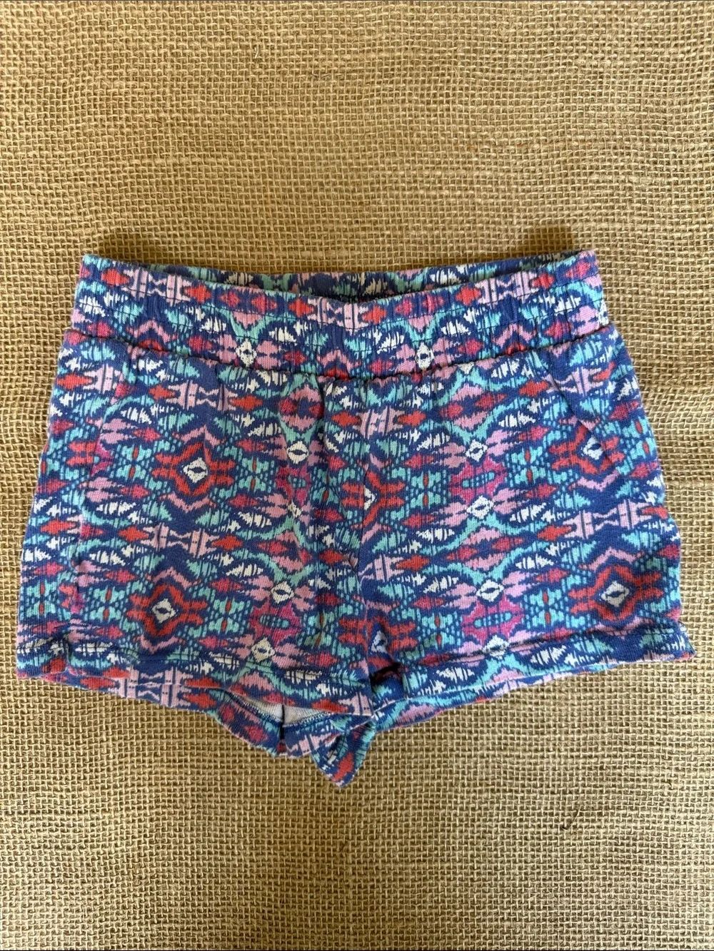Gymboree Blue and Pink Aztec Knit Bike Shorts
